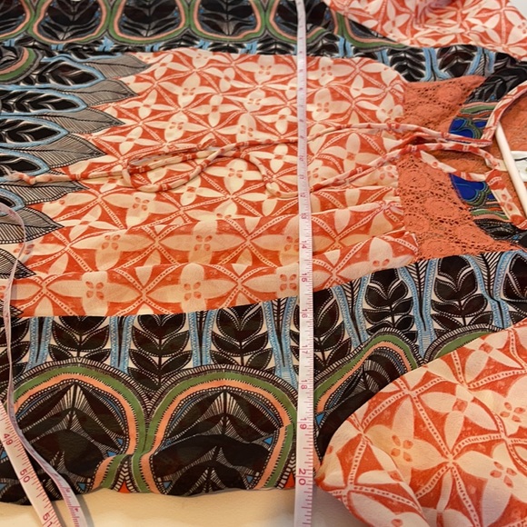 fig & flower-Anthropologie Boho Bright Multicolored Mixed Media Blouse Size Med - Picture 11 of 12